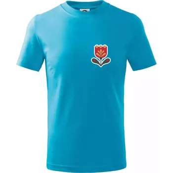 Folklor na prsu tulipán - Tričko dětské bavlněné - 98 cm / 2 roky ( Světlý tyrkys )