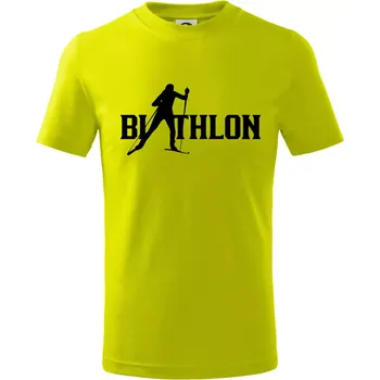 Biathlon nápis - Tričko dětské bavlněné - 98 cm / 2 roky ( Limetková )