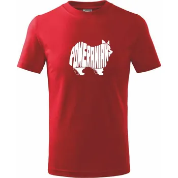 Německý špic - Tričko dětské bavlněné - 98 cm / 2 roky ( Červená )