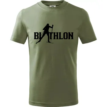 Chlapecké oblečení Biathlon nápis - Tričko dětské bavlněné - 98 cm / 2 roky ( Khaki )