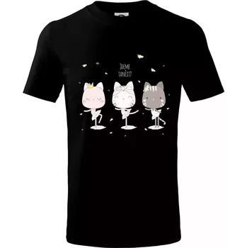 Chlapecké tričko Kočka jdeme tancovat - Tričko dětské bavlněné - 98 cm / 2 roky ( Černá )