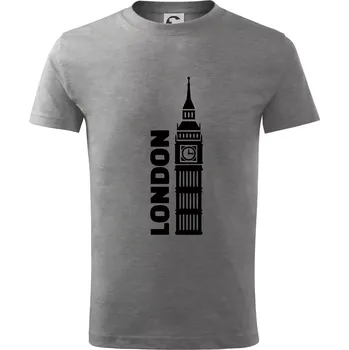 London věž - Tričko dětské bavlněné - 98 cm / 2 roky ( Tmavě šedý melír )