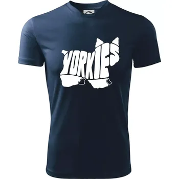 Jorkšírský teriér - Yorkie - Nápis v těle - Dětské triko sportovní (dresovina) - 146 cm/10 let ( Námořní modrá (velmi tmavá - téměř černá) )