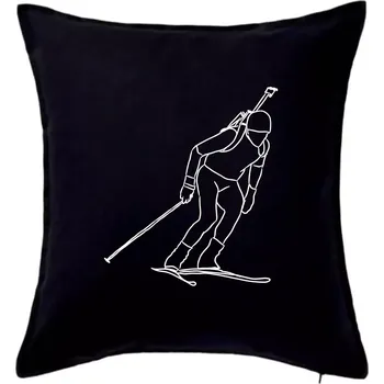 Polštář Biatlonista skica - Polštář 50x50 - 50x50 - Pouze potah ( Černá )