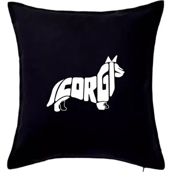 Polštář Corgi - nápis v těle - Polštář 50x50 - 50x50 - Pouze potah ( Černá )