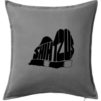 Polštář Shih-tzu - nápis v těle - Polštář 50x50 - 50x50 - Pouze potah ( Tmavě šedý melír )