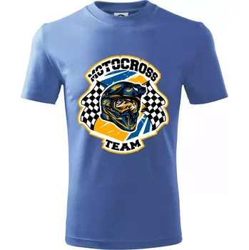 Chlapecké tričko Motocross team helma - Tričko dětské bavlněné - 98 cm / 2 roky ( Azurově modrá )