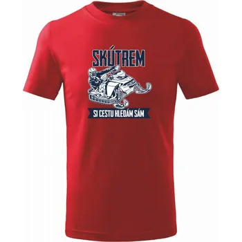 Chlapecké tričko Skútrem si hledám cestu sám - Tričko dětské bavlněné - 98 cm / 2 roky ( Červená )