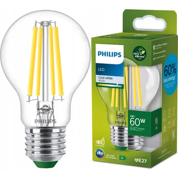 Žárovka Ultra Úsporná LED žárovka E27 PHILIPS třída A, ekvivalent 60W, 840lm, 4000K
