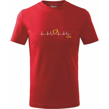 Chlapecké tričko Moje srdce bije pro lyže - Tričko dětské bavlněné - 98 cm / 2 roky ( Červená )