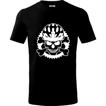 Chlapecké tričko Lebka cyklisty - helma - Tričko dětské bavlněné - 98 cm / 2 roky ( Černá )