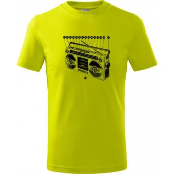 Nákres starý magnetofon - Tričko dětské bavlněné - 98 cm / 2 roky ( Limetková )