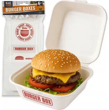 Jednorázové nádobí Papírové krabičky na jídlo, ekologické, na burgery a hranolky, 6 ks