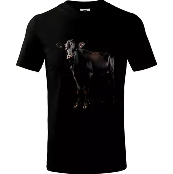 Černá kráva černá fotka - Tričko dětské bavlněné - 98 cm / 2 roky ( Černá )