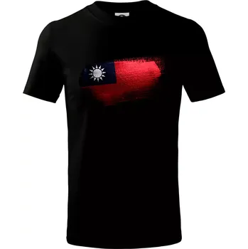 Chlapecké tričko Taiwan vlajka štětcem kreslená - Tričko dětské bavlněné - 98 cm / 2 roky ( Černá )