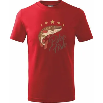 Štika obecná hvězdičky - Tričko dětské bavlněné - 98 cm / 2 roky ( Červená )