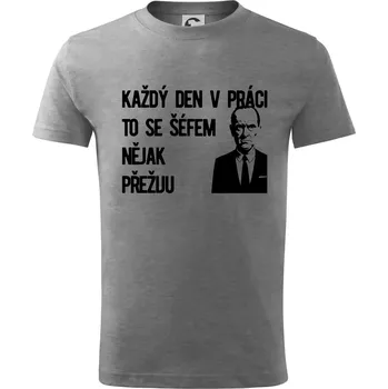 Chlapecké tričko Každý den v práci to se šéfem nějak přežiju - Tričko dětské bavlněné - 98 cm / 2 roky ( Tmavě šedý melír )