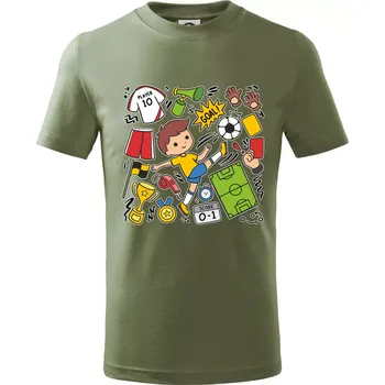 Dětská móda Malý fotbalista ikony - Tričko dětské bavlněné - 146 cm/10 let ( Khaki )