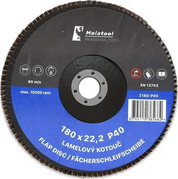 Brusný kotouč 5x Lamelový brusný kotouč Molatool VSM Zirkon 180 mm P40