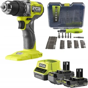 Ryobi Akumulátorová aku vrtačka Příklepová 18V 2xAku Nabíječka Bity