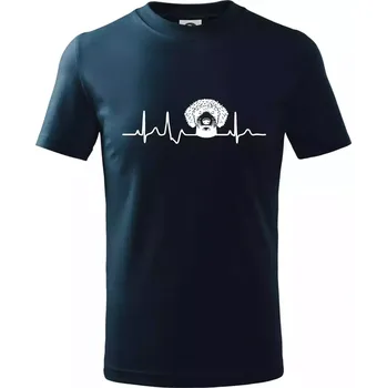 Chlapecké tričko Lagotto romagnolo hlava EKG - Tričko dětské bavlněné - 98 cm / 2 roky ( Námořní modrá (velmi tmavá - téměř černá) )