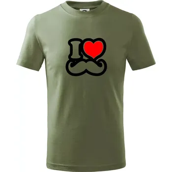 i love mustache - obrys - Tričko dětské bavlněné - 98 cm / 2 roky ( Khaki )