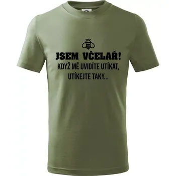 Jsem včelař, utíkejte taky - Tričko dětské bavlněné - 98 cm / 2 roky ( Khaki )