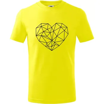 Srdce geometrie - Tričko dětské bavlněné - 98 cm / 2 roky ( Citrónová )