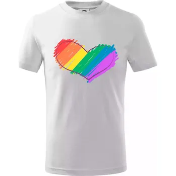 Chlapecké tričko Srdce čmárané - Tričko dětské bavlněné - 98 cm / 2 roky ( Bílá )