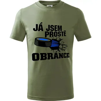 Chlapecké oblečení Já jsem prostě obránce (hokej) - Tričko dětské bavlněné - 98 cm / 2 roky ( Khaki )