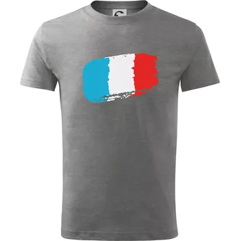 Francouzská vlajka - Tričko dětské bavlněné - 98 cm / 2 roky ( Tmavě šedý melír )
