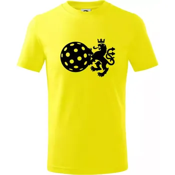 Chlapecké tričko Český lev florbal - Tričko dětské bavlněné - 98 cm / 2 roky ( Citrónová )