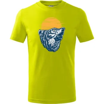 Vyjící vlk - Tričko dětské bavlněné - 98 cm / 2 roky ( Limetková )