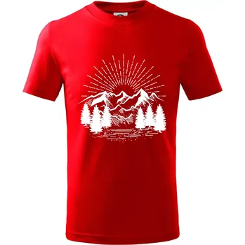 Hory a les - Tričko dětské bavlněné - 98 cm / 2 roky ( Červená )