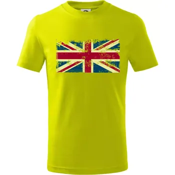 Britská vlajka stará - Tričko dětské bavlněné - 98 cm / 2 roky ( Limetková )