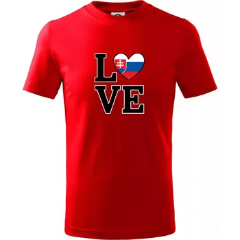 Chlapecké tričko Love Slovenská vlajka - Tričko dětské bavlněné - 98 cm / 2 roky ( Červená )
