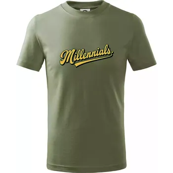 Generace Y - Millennials žlutý nápis - Tričko dětské bavlněné - 98 cm / 2 roky ( Khaki )