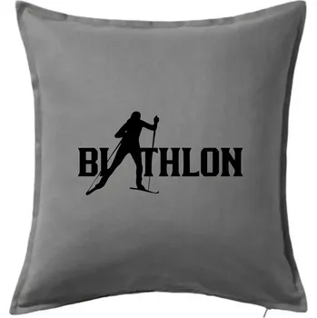 Polštář Biathlon nápis - Polštář 50x50 - 50x50 - Pouze potah ( Tmavě šedý melír )