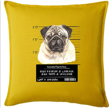 Polštář Lump a darebák mopsík - Polštář 50x50 - 50x50 - Pouze potah ( Žlutá )