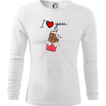 Pánská móda I love you and chocolate - Triko s dlouhým rukávem FIT-T long sleeve - M ( Bílá )