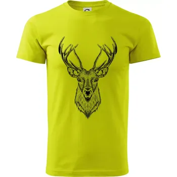 Pánské tričko Jelen kresba - Klasické pánské triko vyšší gramáže - XL ( Limetková )