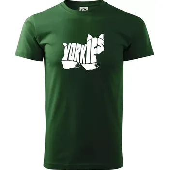 Pánské tričko Jorkšírský teriér - Yorkie - Nápis v těle - Triko extra velké (5-8XL) - 6XL ( Lahvově zelená )