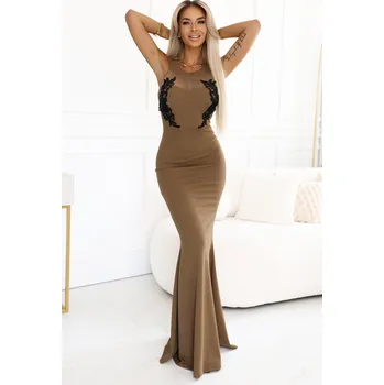 Dámské šaty Dámské šaty NUMOCO 617-1 MOCHA MOUSSE L