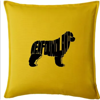Polštář Novofundlandský pes - nápis v tělě - Polštář 50x50 - 50x50 - Pouze potah ( Žlutá )
