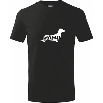 Jezevčík krátkosrstý máma obrys - Tričko dětské bavlněné - 98 cm / 2 roky ( Černá )