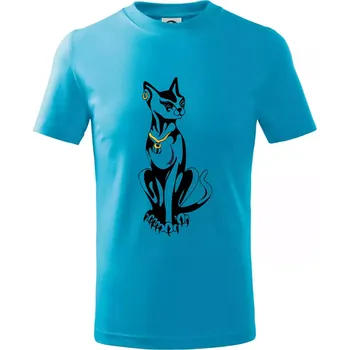 Chlapecké tričko Kočka - Egyptská kočka - Tričko dětské bavlněné - 98 cm / 2 roky ( Světlý tyrkys )