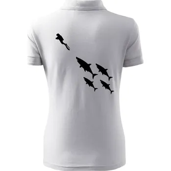 Potápěč žraloci - Polokošile dámská Pique Polo - XS ( Bílá )