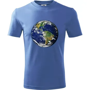 Planeta Země - Tričko dětské bavlněné - 98 cm / 2 roky ( Azurově modrá )