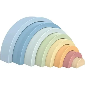 Dřevěná hračka DŘEVĚNÁ DUHA SKLÁDAČKA STAVEBNICE KREATIVNÍ MONTESSORI PASTELOVÁ TOOKY TOY