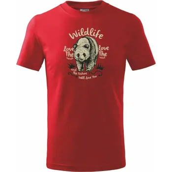 Wildlife medvěd - Tričko dětské bavlněné - 98 cm / 2 roky ( Červená )
